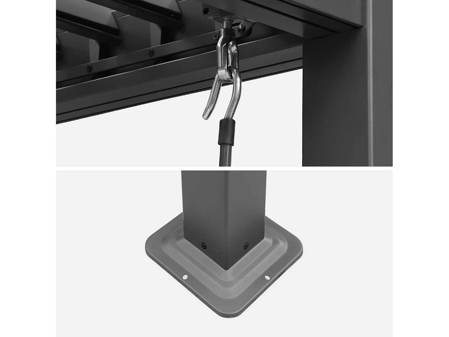 Pérgola bioclimática 3x3m de lamas de aluminio y acero antracita