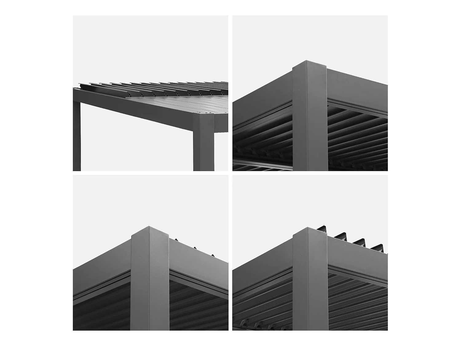 Pergola bioclimatique anthracite. aluminium et acier. 3x3m. lames orientables