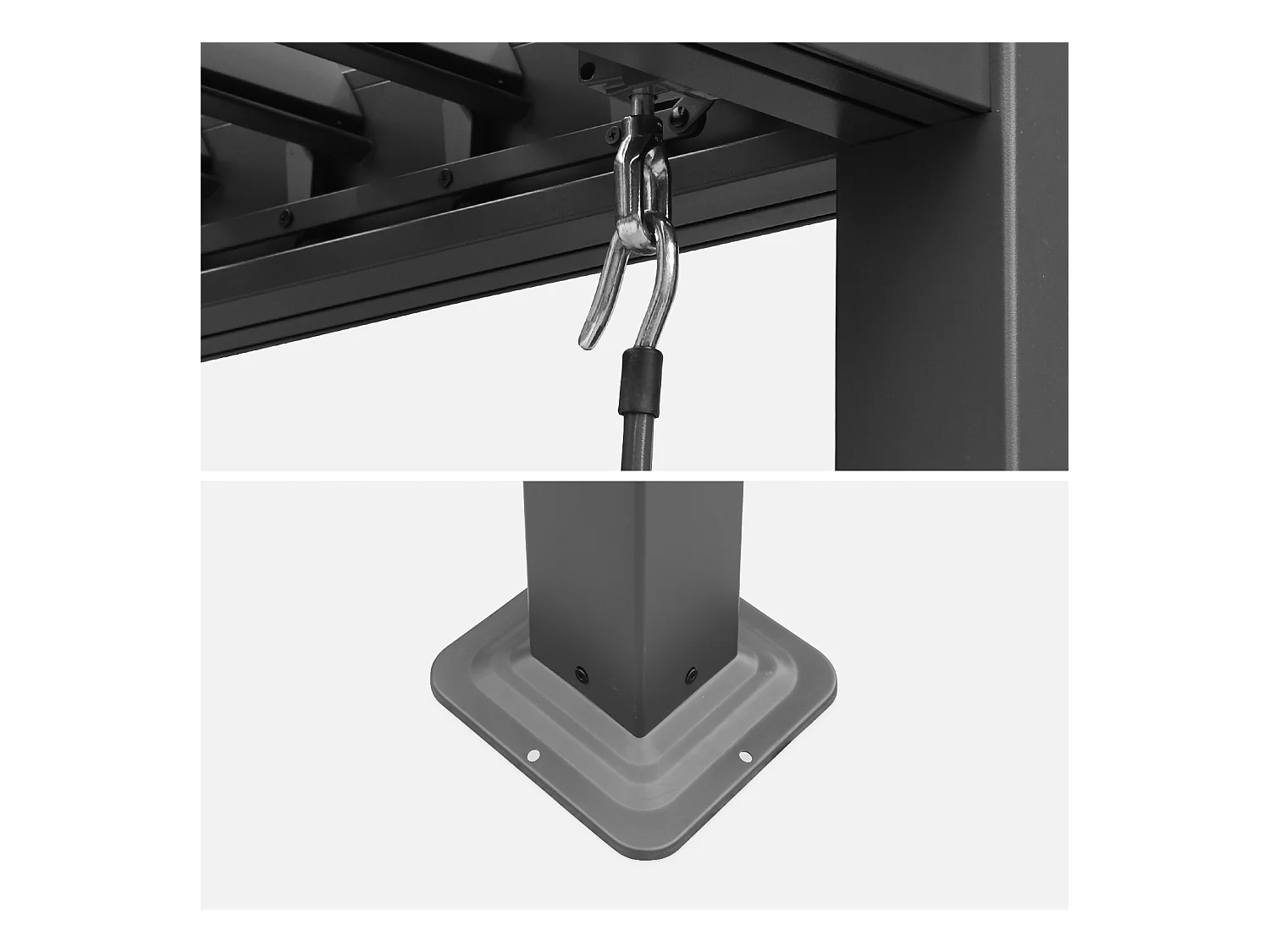 Pergola bioclimatique anthracite. aluminium et acier. 3x3m. lames orientables