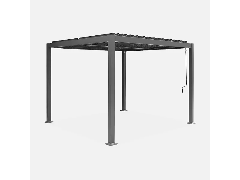 Pergola bioclimatique anthracite. aluminium et acier. 3x3m. lames orientables