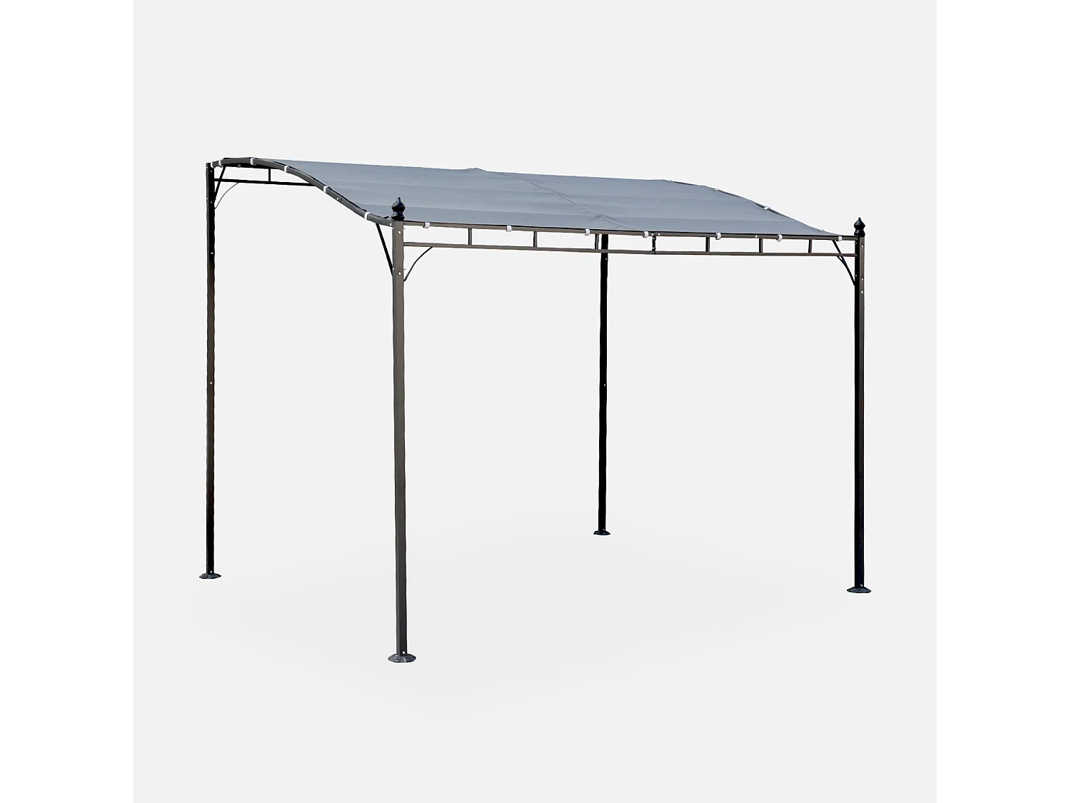 Pergola adossée 3x2.5m - Brestum -  Toile grise - Pergola murale