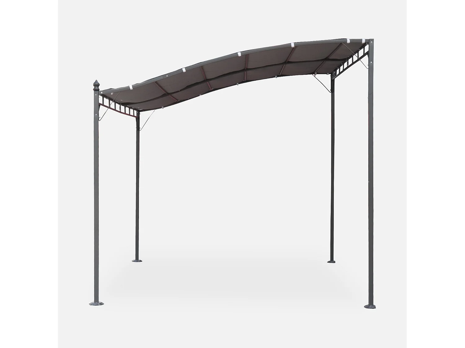 Pergola adossée 3x2.5m - Brestum -  Toile grise - Pergola murale
