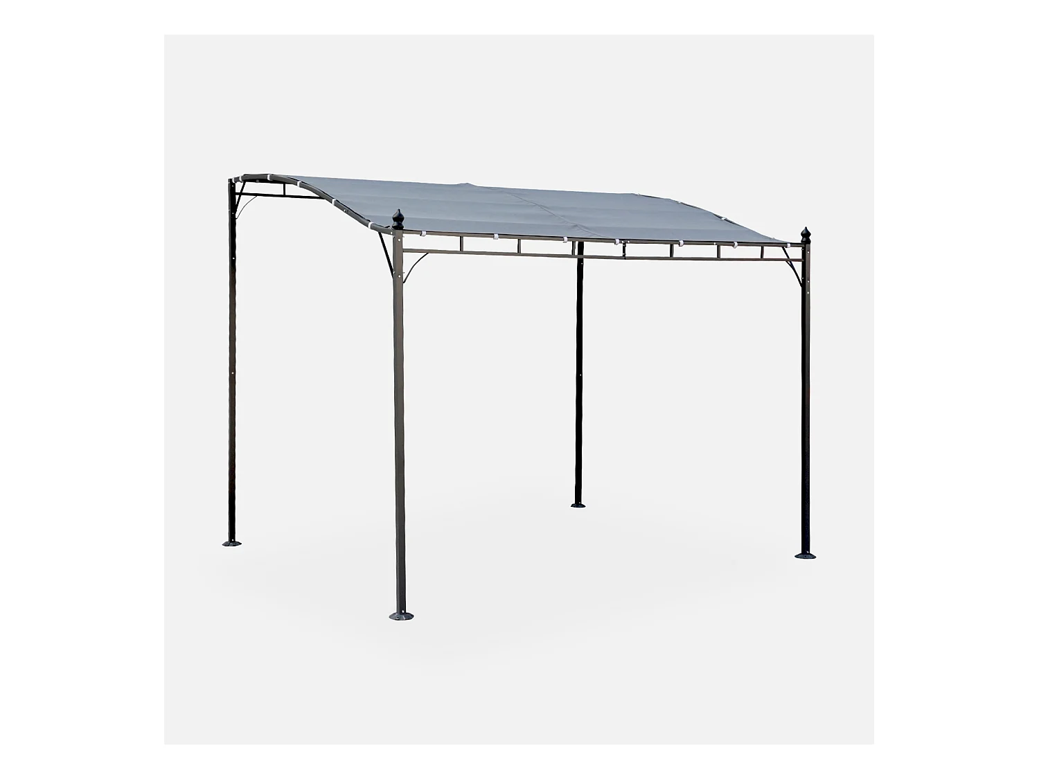 Pergola adossée 3x2.5m - Brestum -  Toile grise - Pergola murale