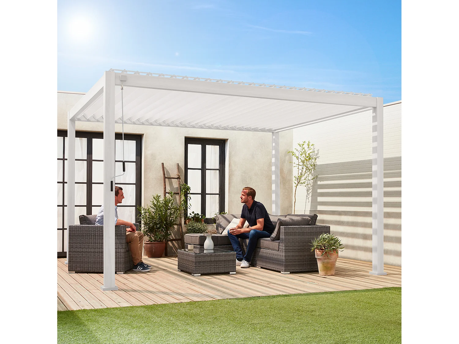 Pergola Bioclimatique blanc – Triomphe – 3x4m. aluminium. à lames orientables