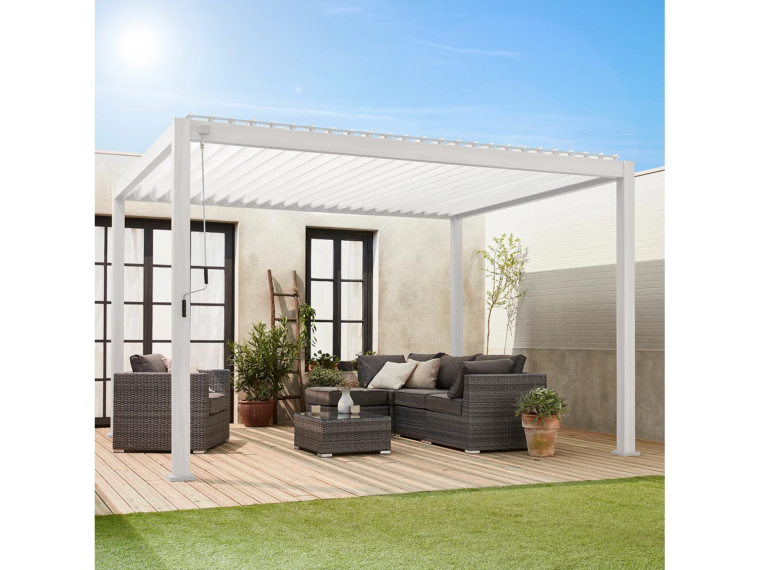 Pergola Bioclimatique blanc – Triomphe – 3x4m. aluminium. à lames orientables