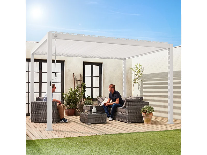 Pergola Bioclimatique blanc – Triomphe – 3x4m. aluminium. à lames orientables