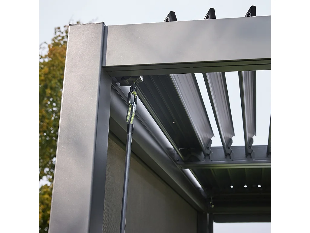 Pergola bioclimatique anthracite. aluminium et acier. 3x4m. lames orientables