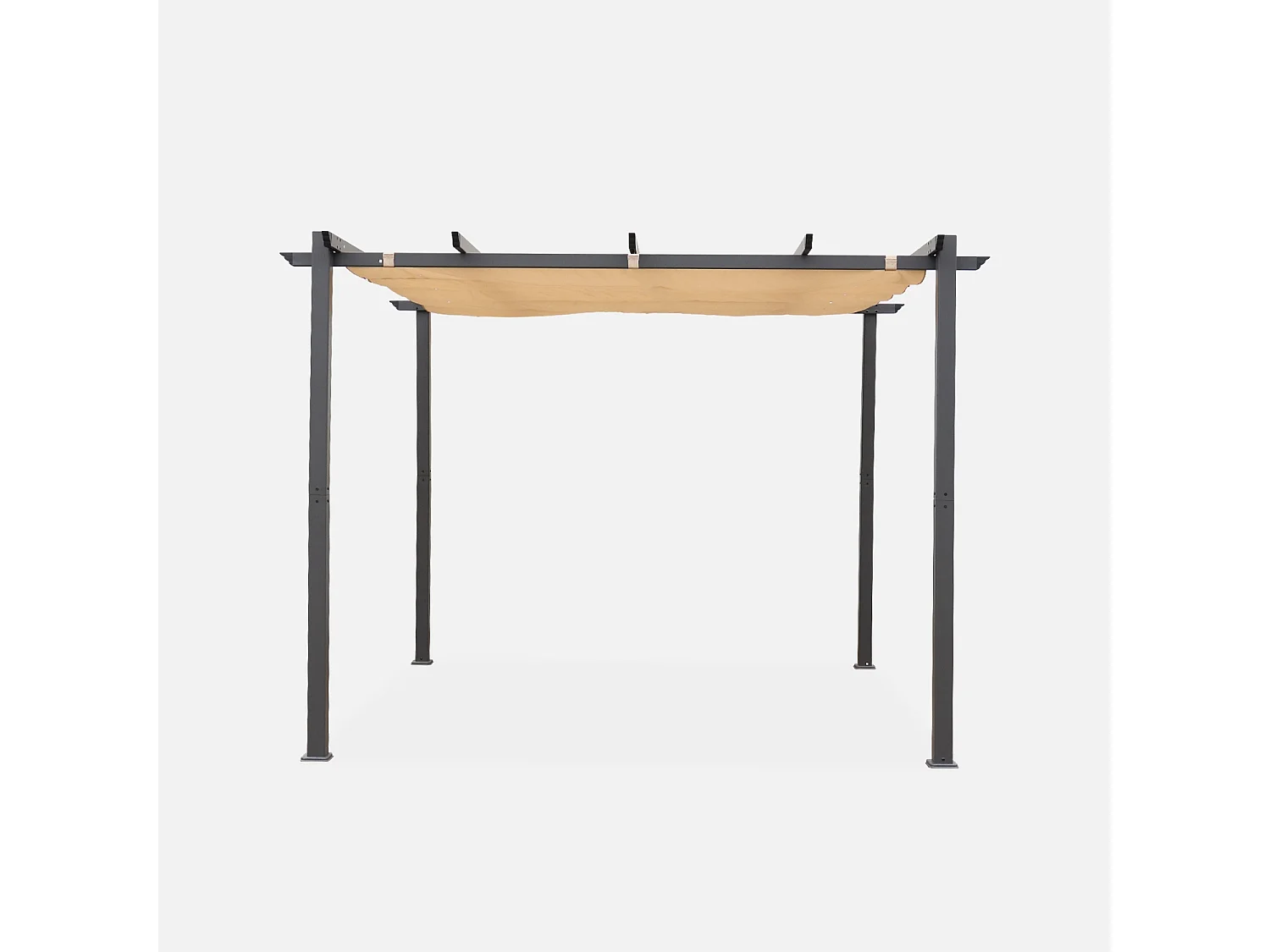 Pergola, aluminio, 3x3m, tela deslizante beige