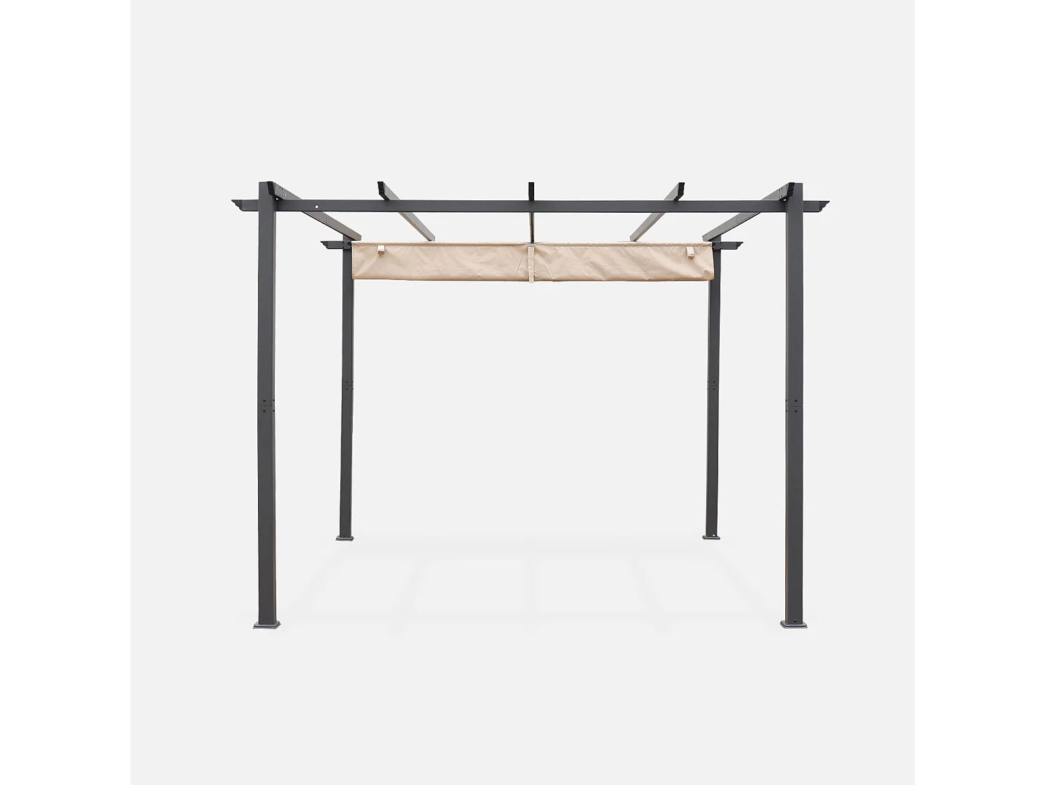 Pergola, aluminio, 3x3m, tela deslizante beige