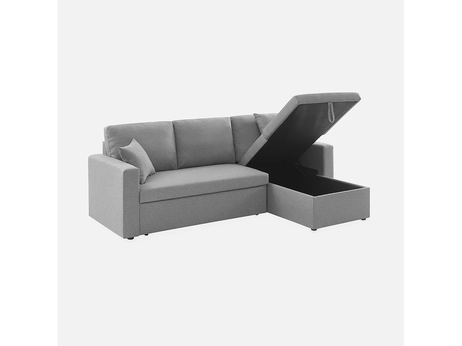 Sofá cama esquinero, 3 plazas gris claro