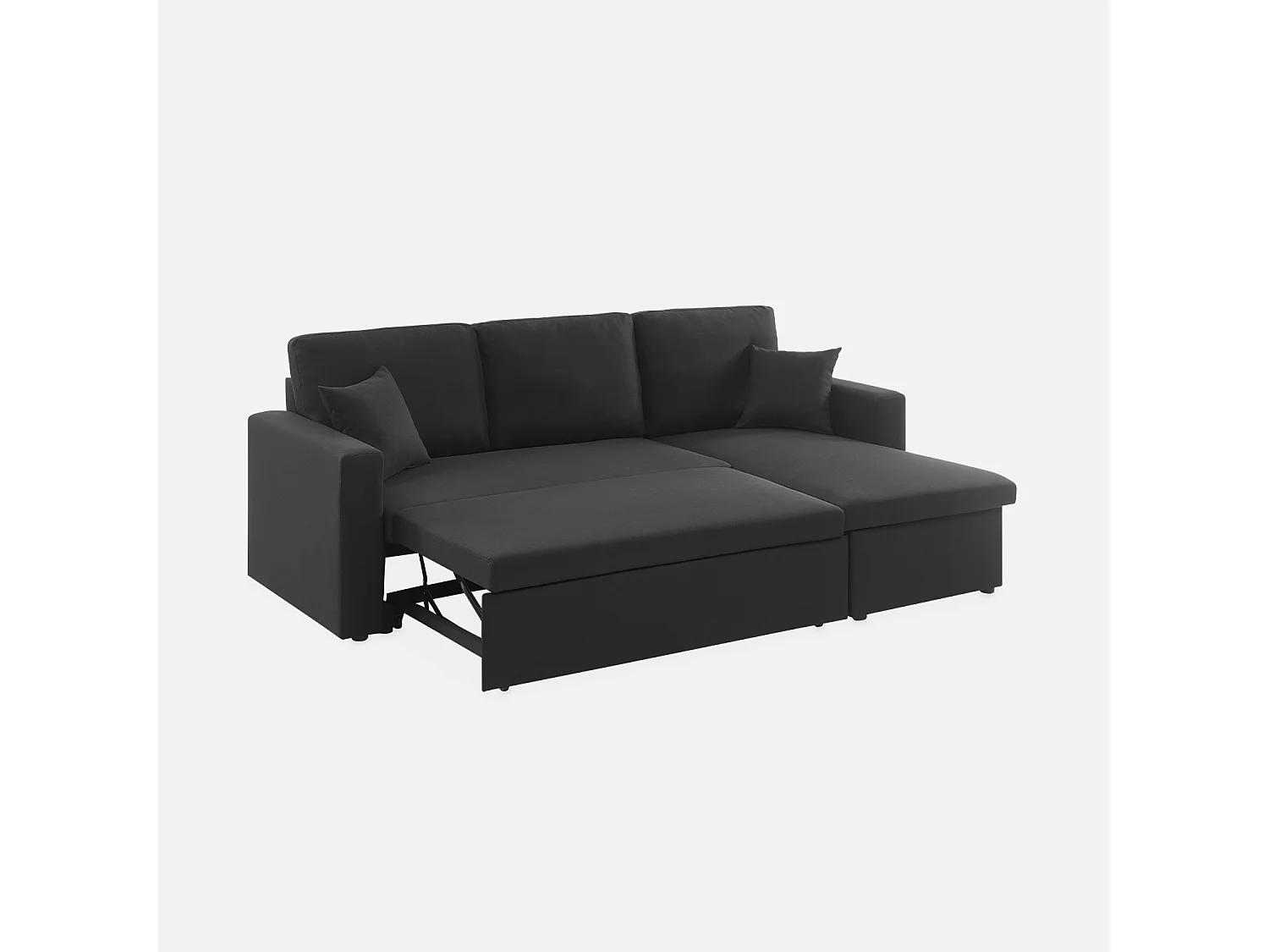 Sofá cama esquinero, 3 plazas negro