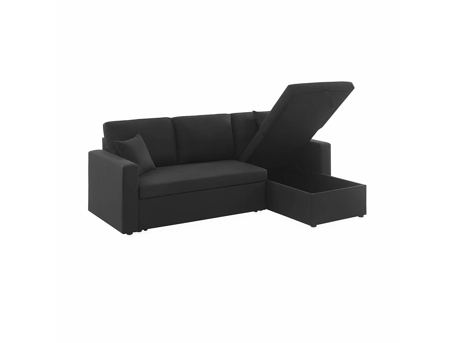 Sofá cama esquinero, 3 plazas negro