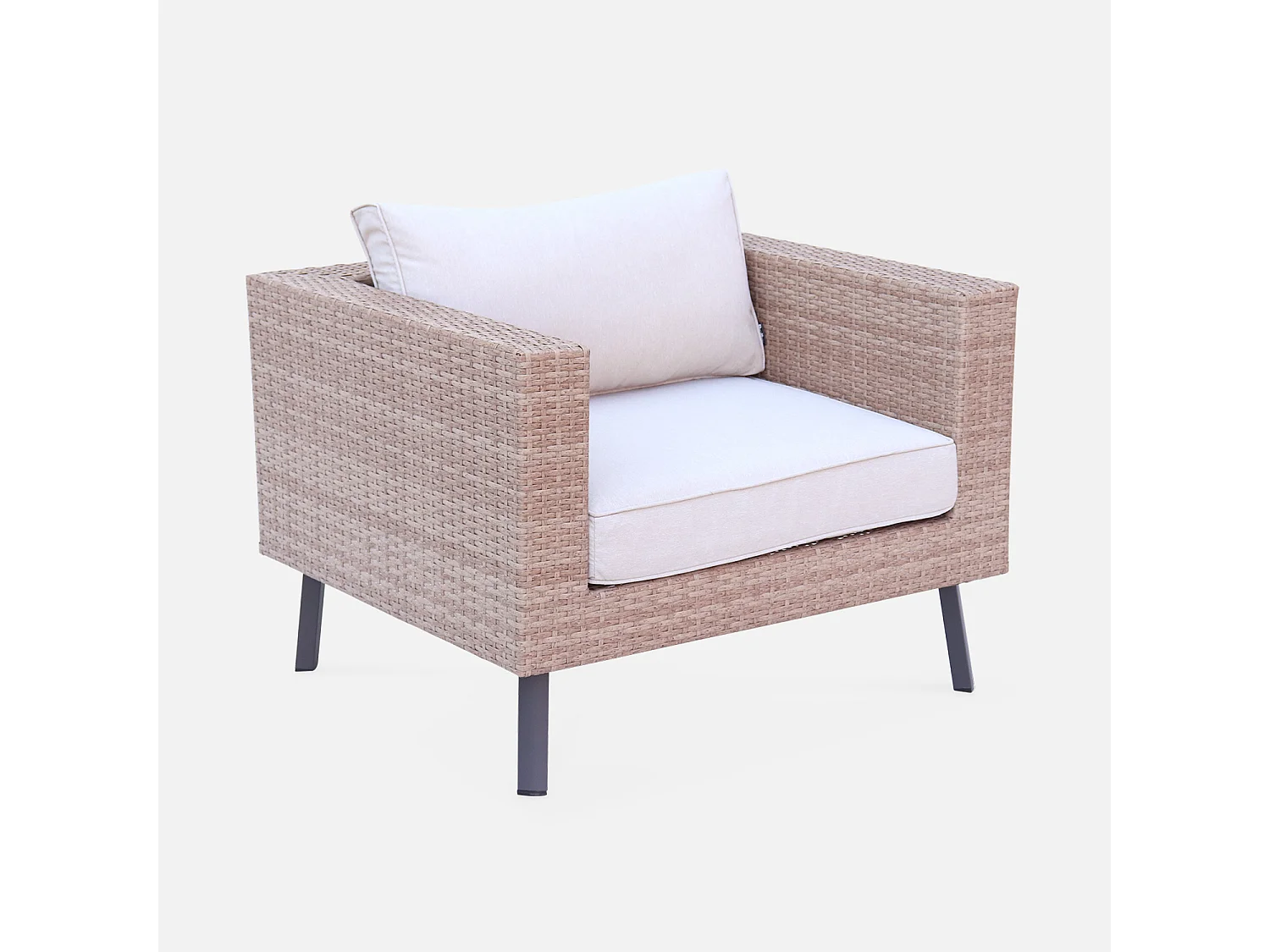 Conjunto de muebles de jardín de resina tejida, 5 plazas beige