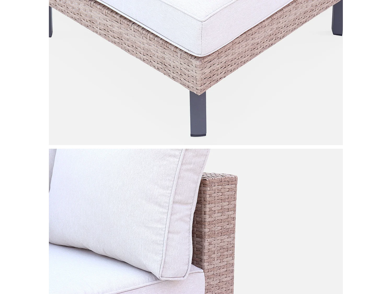 Conjunto de muebles de jardín de resina tejida, 5 plazas beige