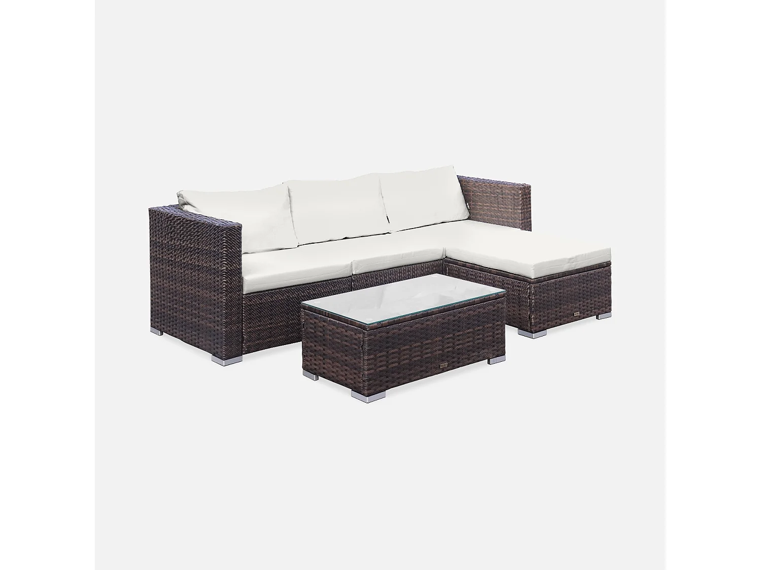 Conjunto de muebles de jardín de resina de 4 plazas marrón