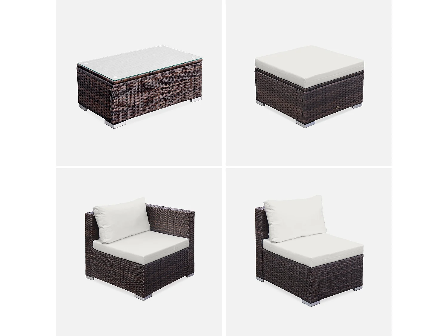 Conjunto de muebles de jardín de resina de 4 plazas marrón