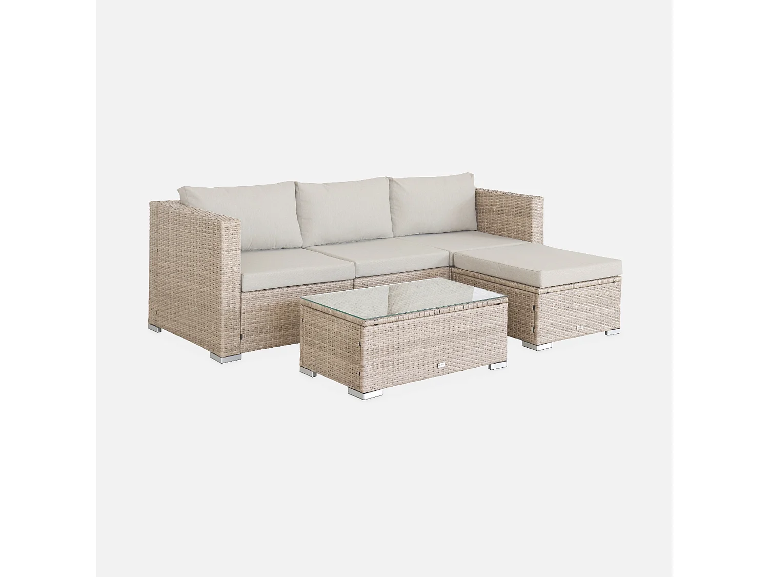 Salotto da giardino in resina a 4 posti, marrone naturale