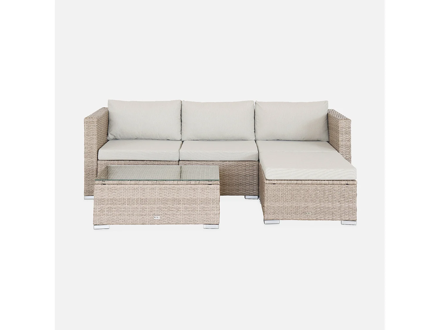 Salotto da giardino in resina a 4 posti, marrone naturale