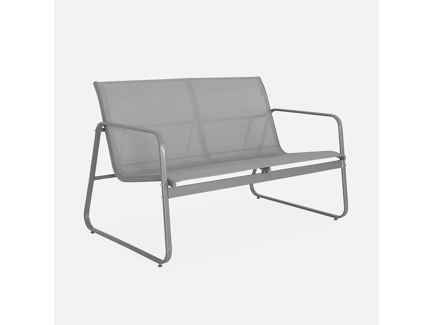 Salotto da giardino in metallo a 4 posti, grigio chiaro