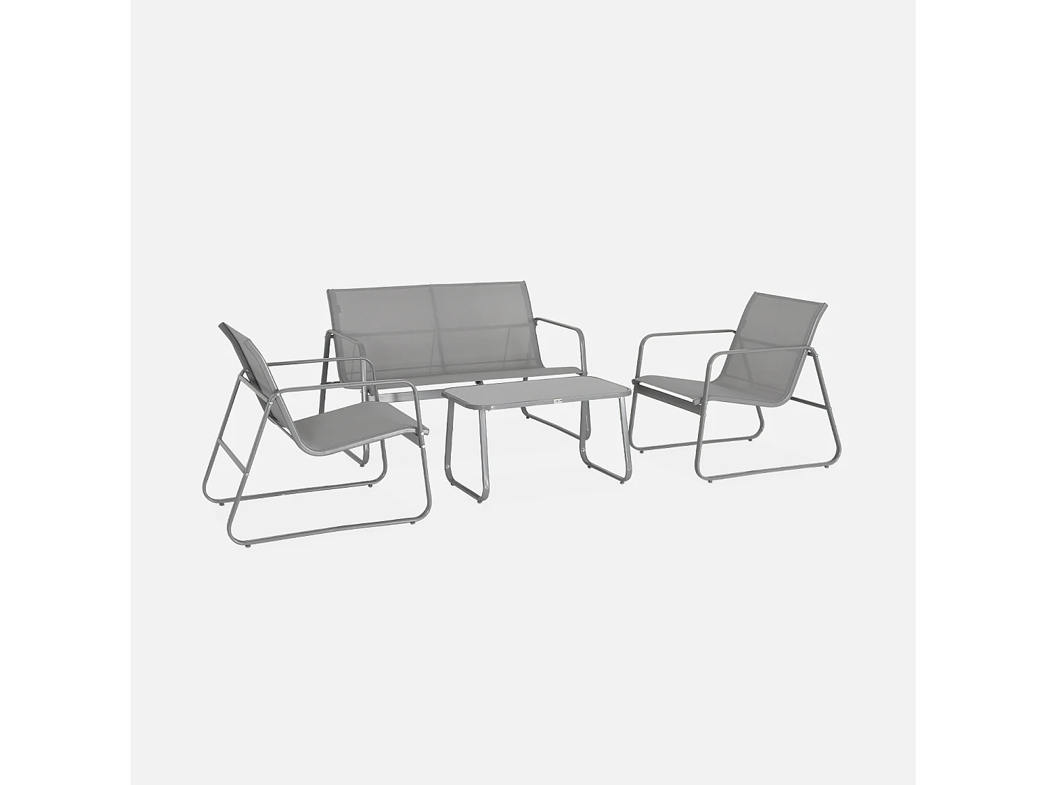 Conjunto de jardín en metal , 4 plazas gris claro
