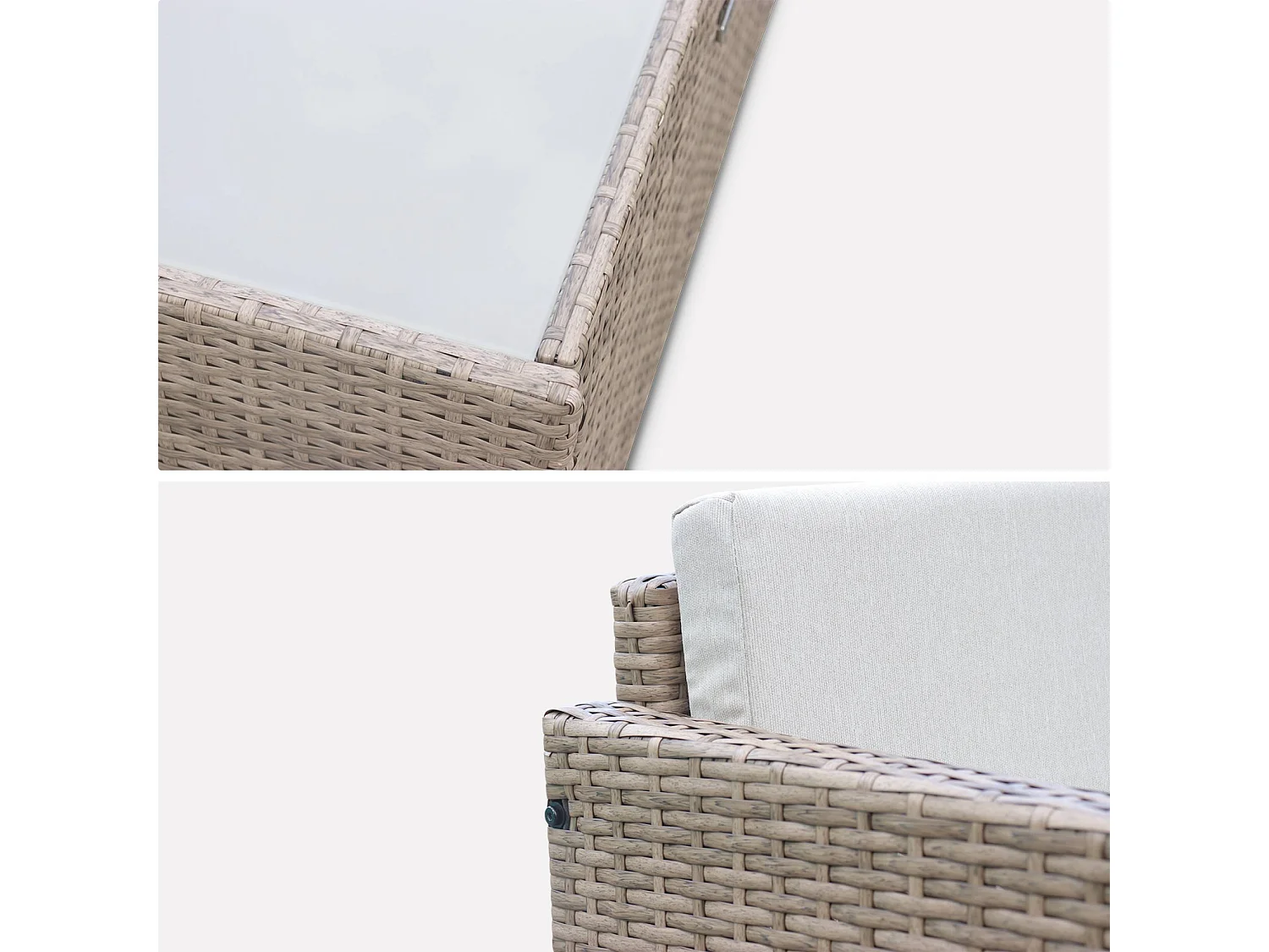 Conjunto de muebles de jardín de resina tejida, 4 plazas natural