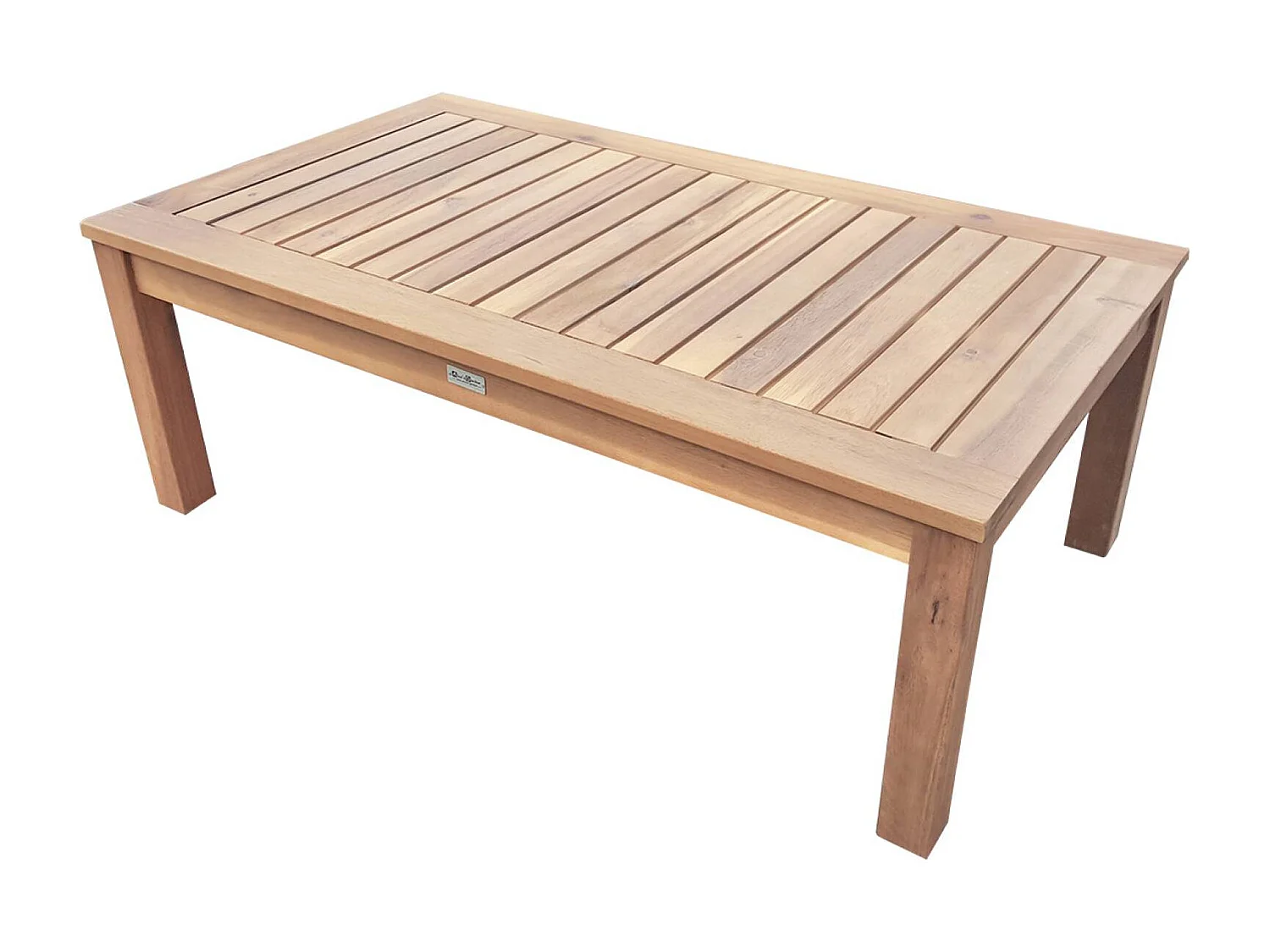 Salon de jardin en bois 4 places - Ushuaïa - Coussins vert de gris. canapé. fauteuils et table basse en acacia. design