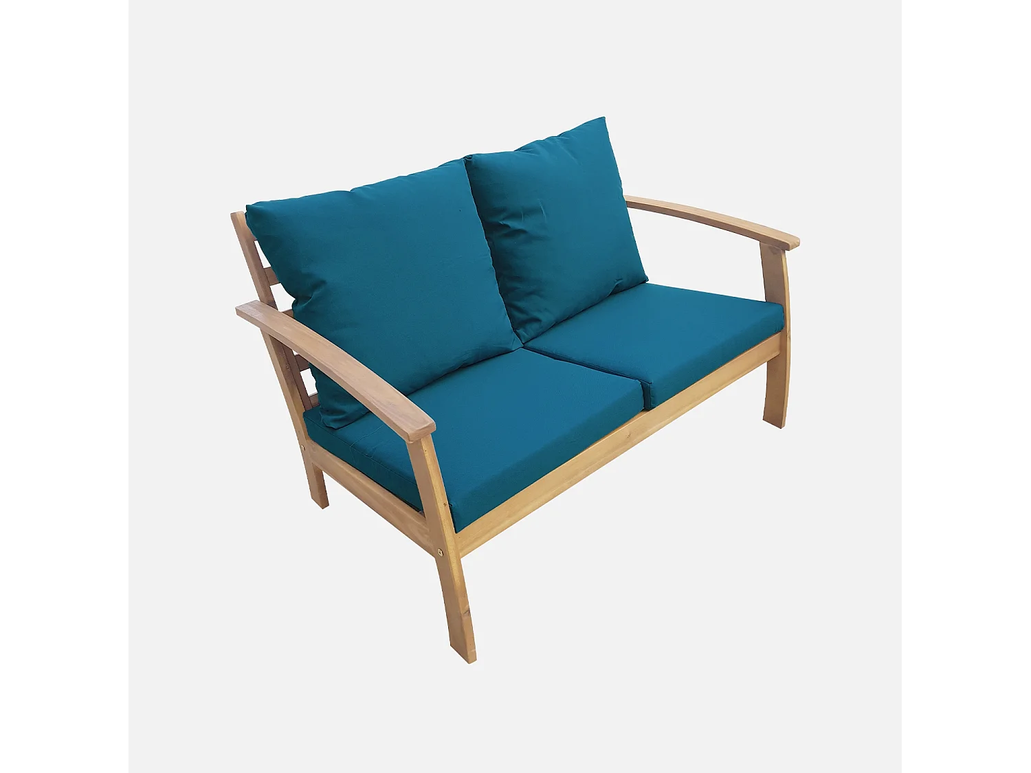 Salotto da giardino in legno a 4 posti, marrone naturale