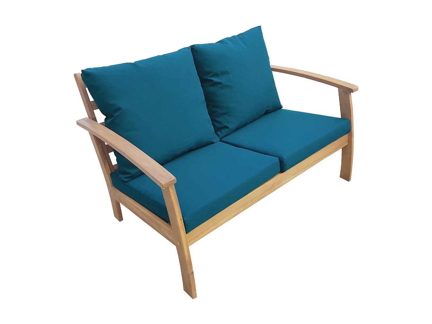 Salotto da giardino in legno a 4 posti, marrone naturale