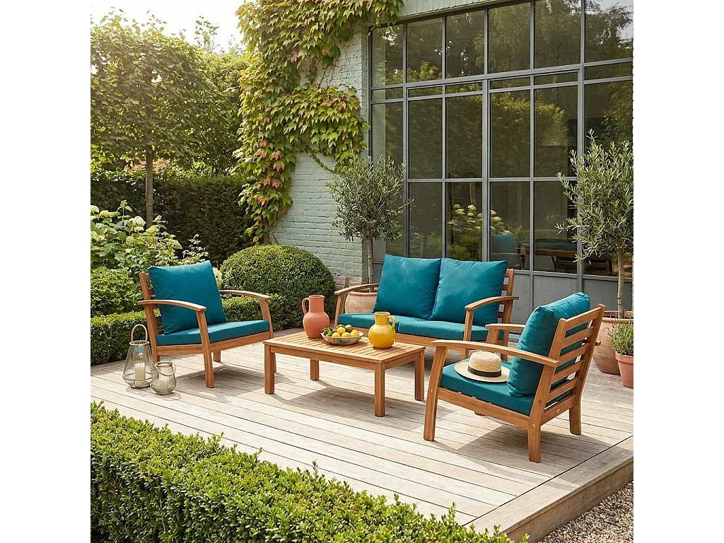Conjunto de jardín de madera, 4 plazas madera