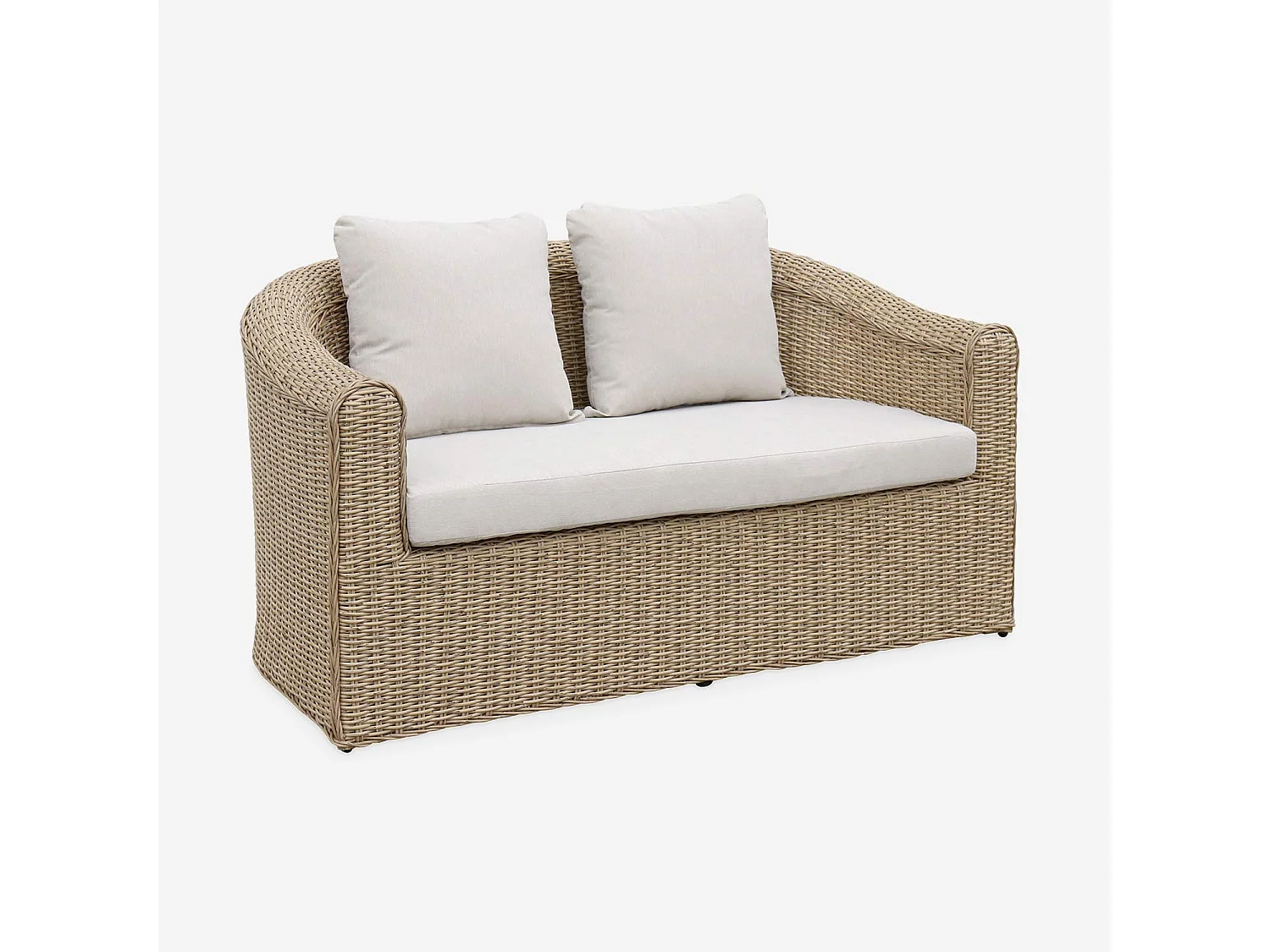 Salotto da giardino in resina intrecciata, 4 posti, marrone naturale