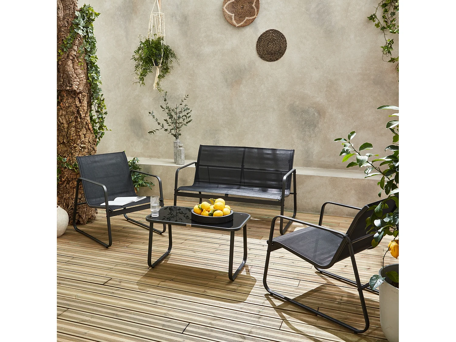 Conjunto de jardín en metal , 4 plazas antracita