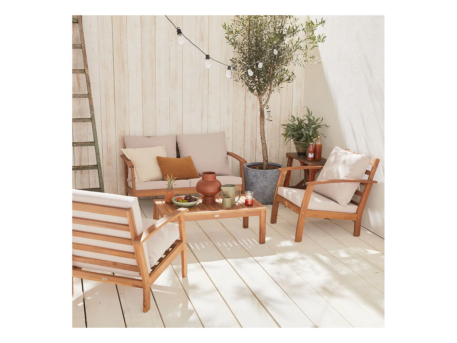 Muebles de jardín de madera de 4 plazas madera