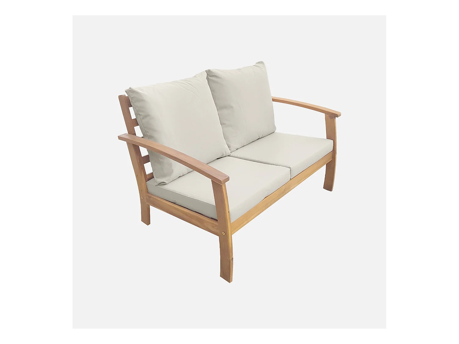 Salotto da giardino in legno a 4 posti, marrone naturale