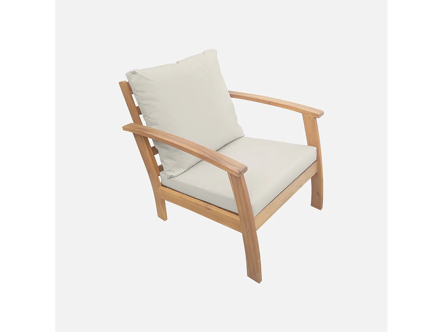 Salotto da giardino in legno a 4 posti, marrone naturale