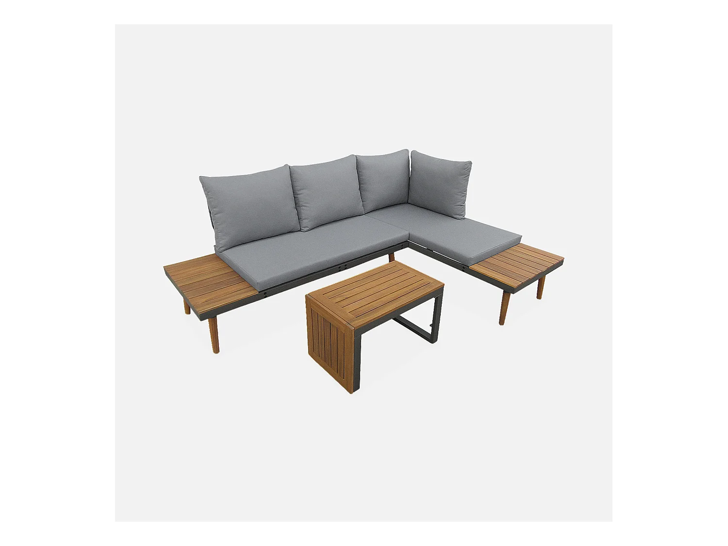 Conjunto de muebles de jardín en aluminio y en madera de acacia, 4