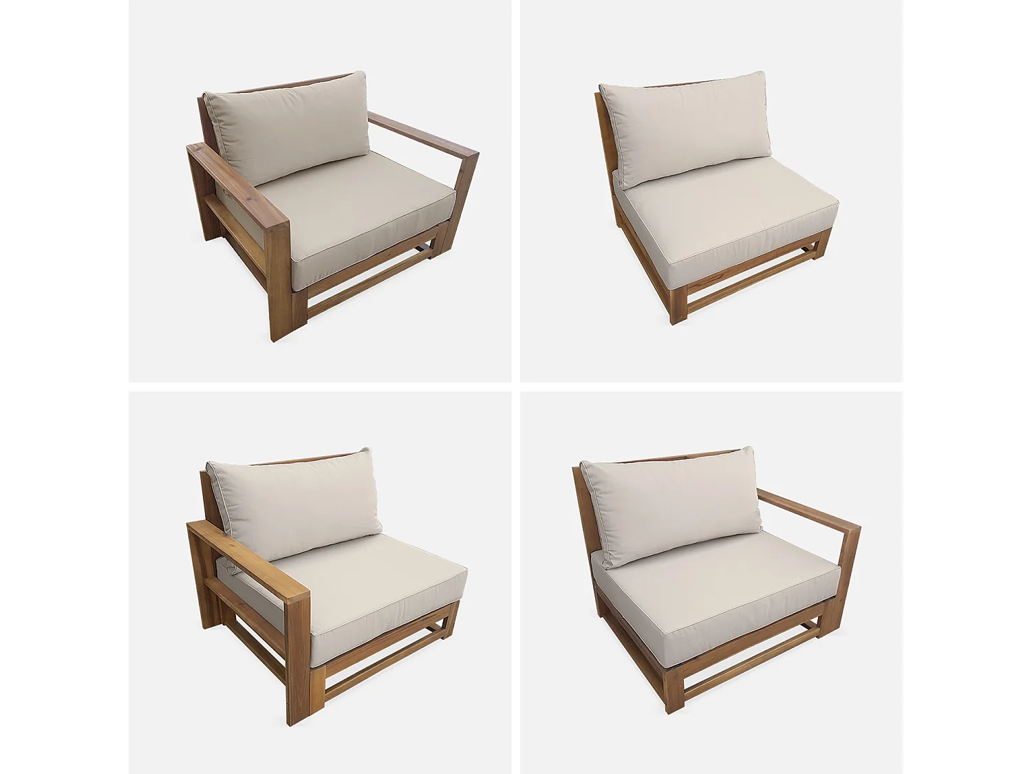 Conjunto de jardín en madera, 5 plazas