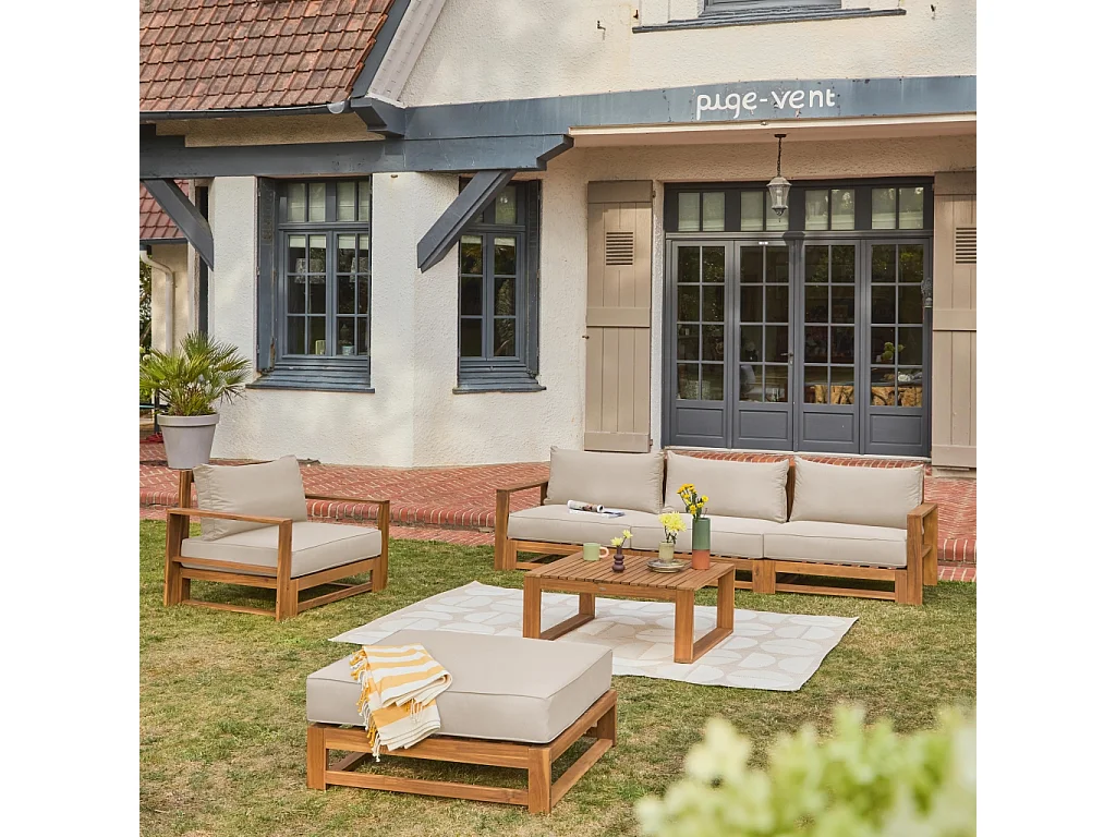 Conjunto de jardín en madera, 5 plazas