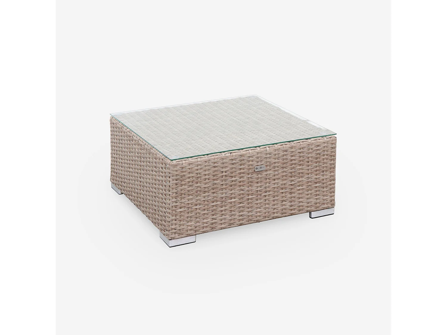 Salon de jardin Premium en résine tressée arrondie – VINCI – Résine naturelle style osier. coussins beiges – 5 places. haut de gamme