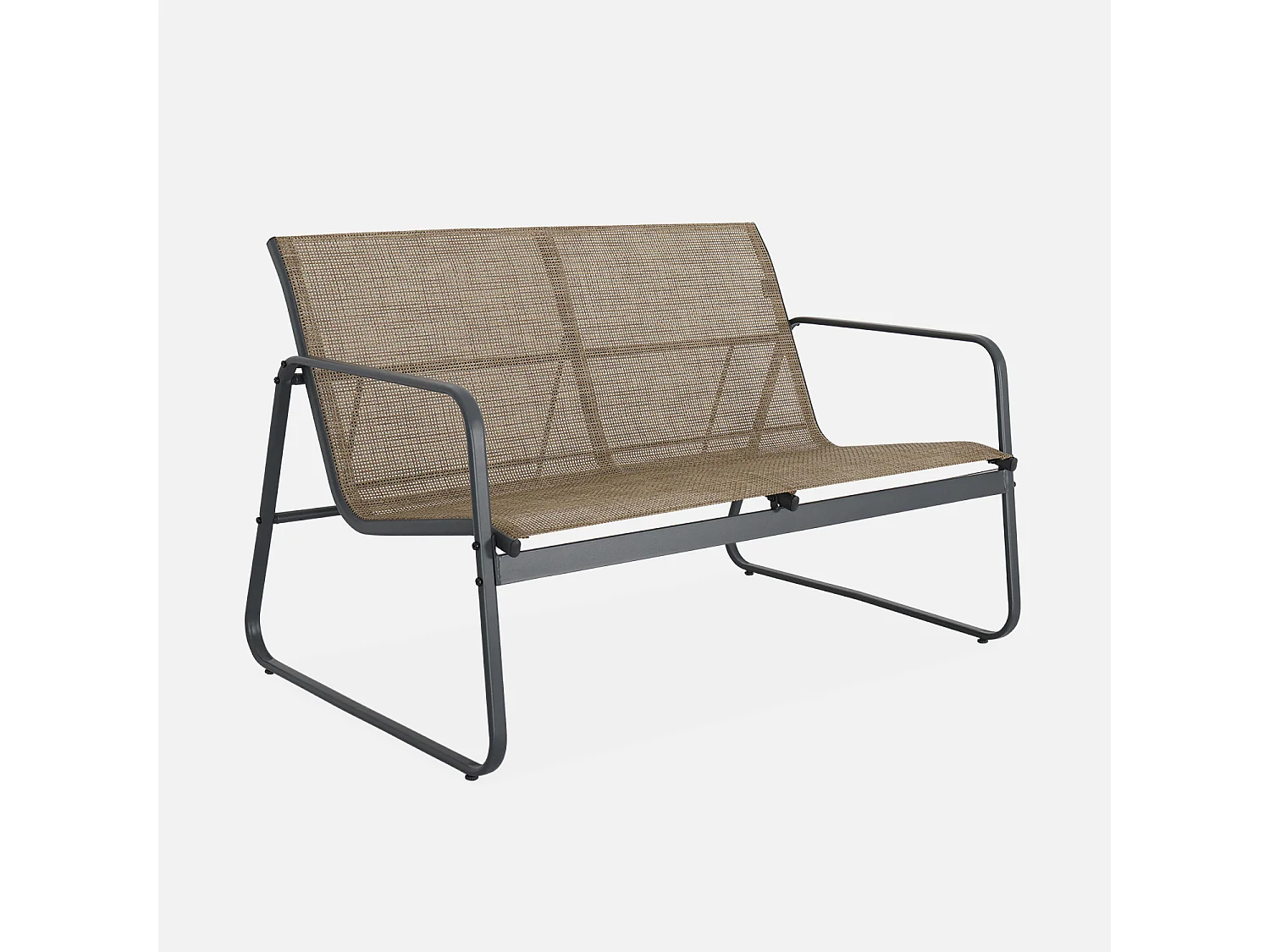 Salon de jardin en métal  et textilène pour 4 personnes. anthracite et naturel. design