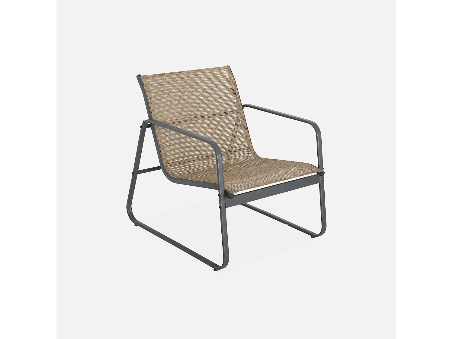 Salon de jardin en métal  et textilène pour 4 personnes. anthracite et naturel. design