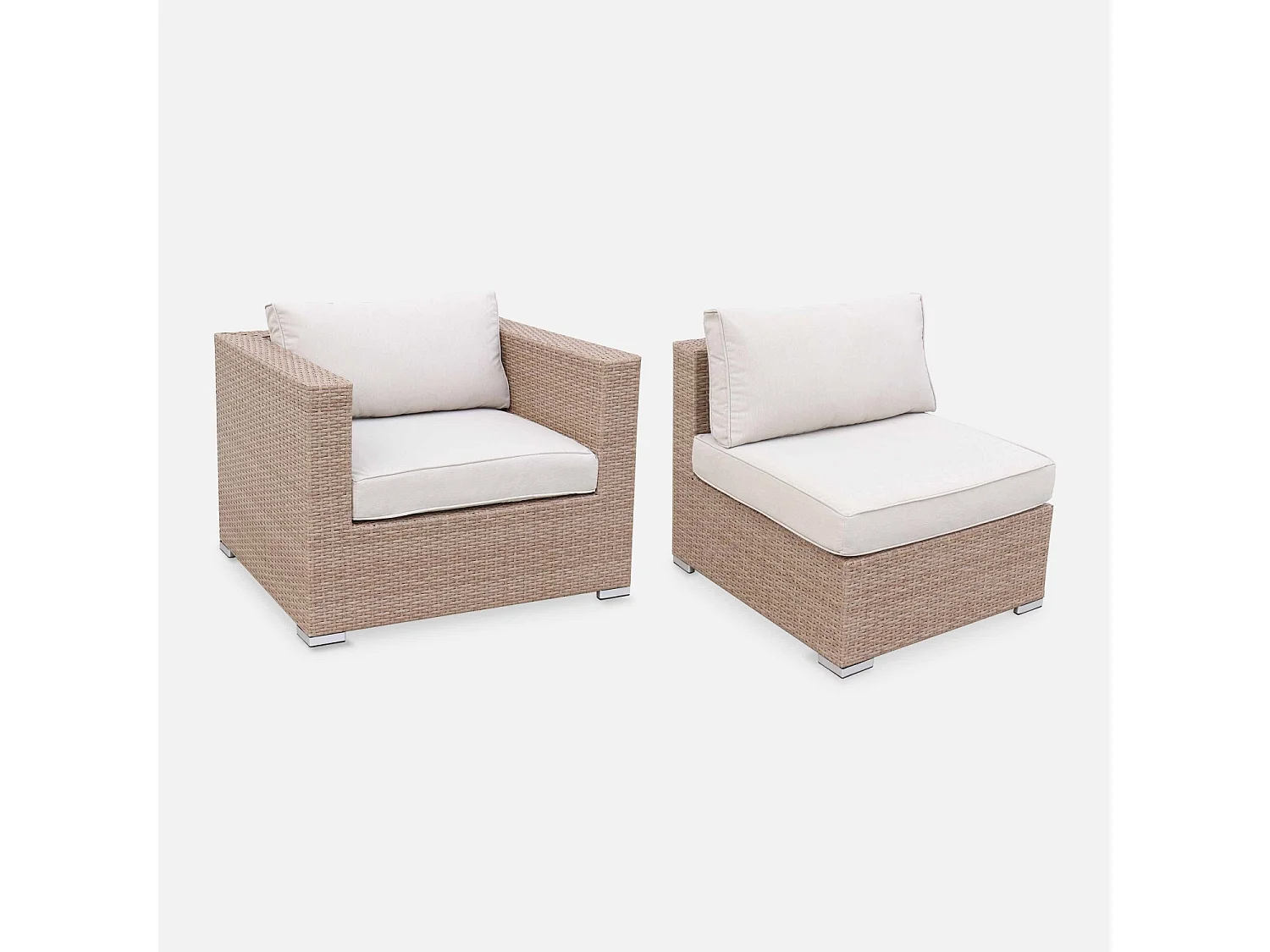 Conjunto de muebles de jardín en resina tejida, 8 a 10 plazas beige