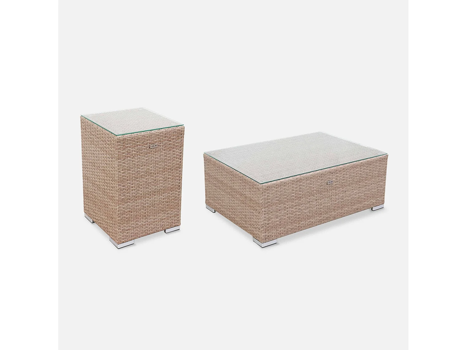 Conjunto de muebles de jardín en resina tejida, 8 a 10 plazas beige