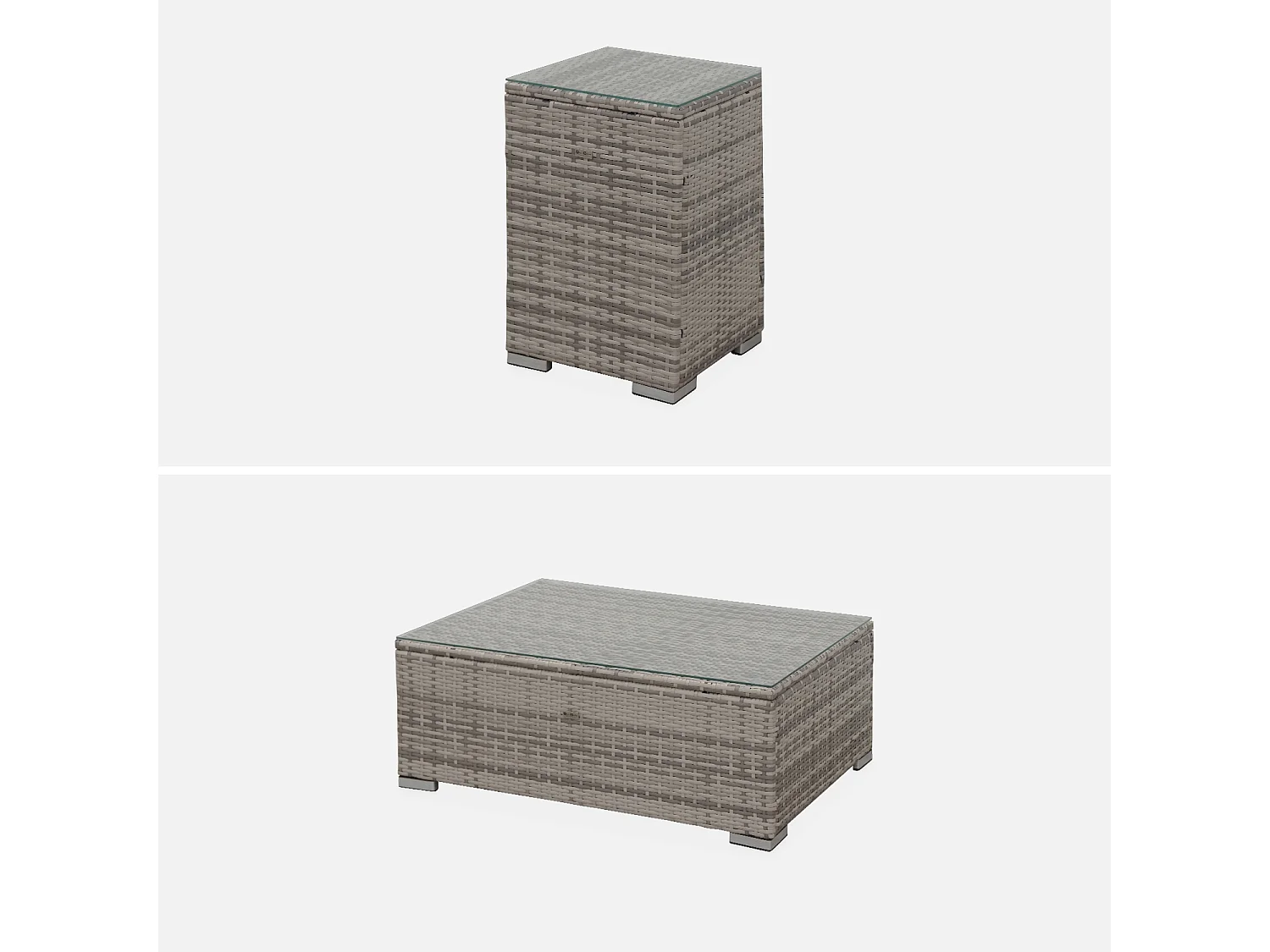 Salon de jardin en résine tressée XXL - Tripoli - Nuances de gris Coussins gris - 12 à 14 places