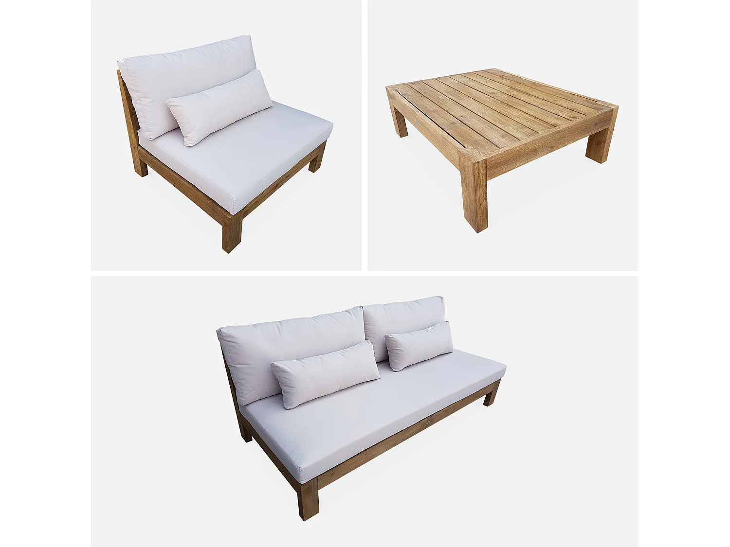 Conjunto de muebles de jardín de madera de 5 plazas madera