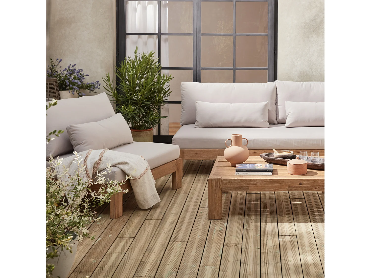 Conjunto de muebles de jardín de madera de 5 plazas madera