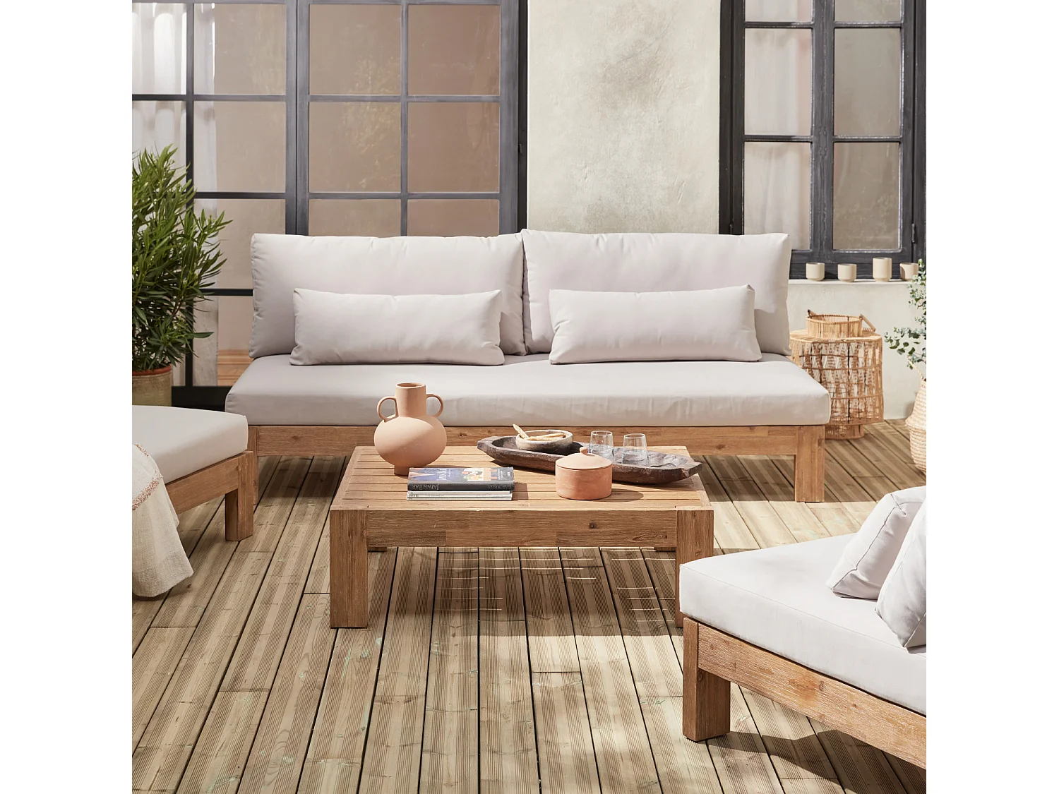 Conjunto de muebles de jardín de madera de 5 plazas madera