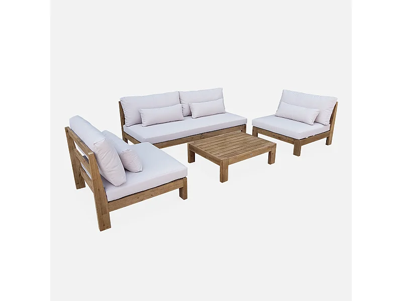 Conjunto de muebles de jardín de madera de 5 plazas madera