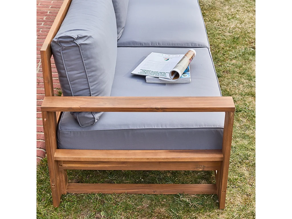 Set di mobili da giardino in legno a 5 posti, marrone naturale