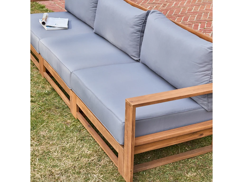 Set di mobili da giardino in legno a 5 posti, marrone naturale