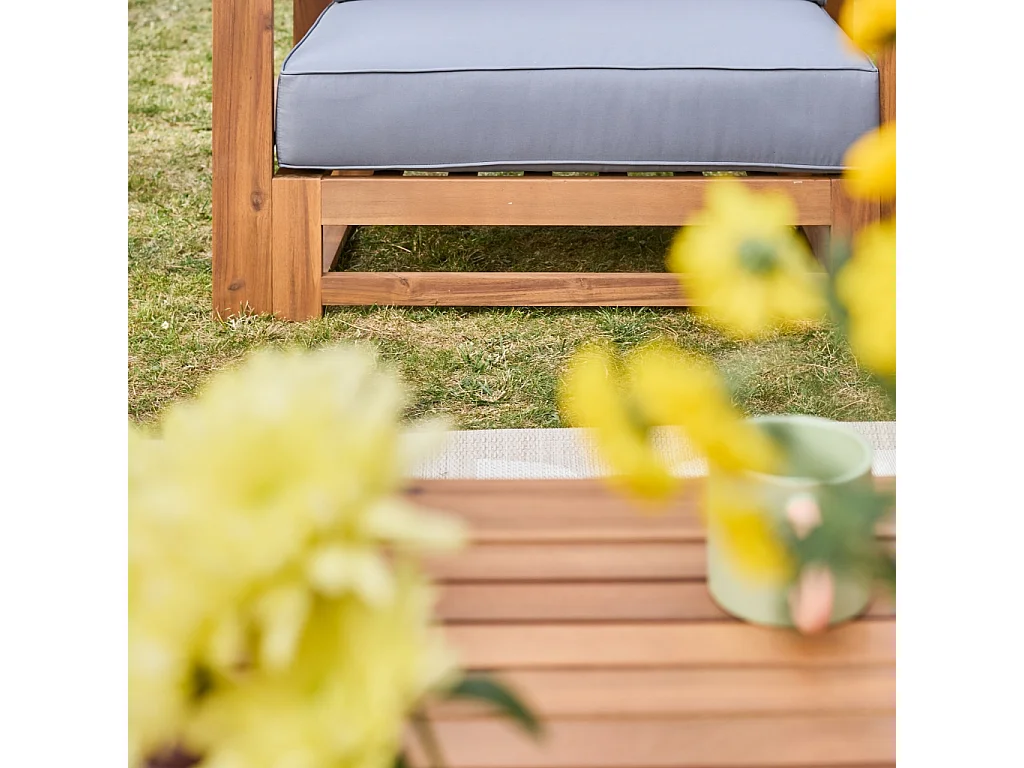 Set di mobili da giardino in legno a 5 posti, marrone naturale